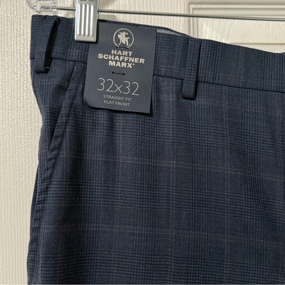 Hart Schaffner Marx Men’s Straight Fit Flat Front Blue Wool Pants size 32 x 32 - Picture 3 of 9